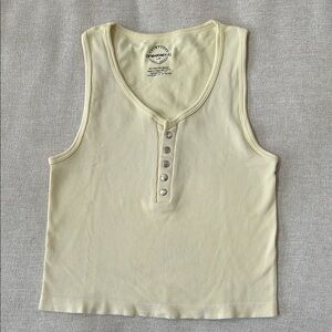 One Step Ahead Pale Yellow Ribbed Henley Tank